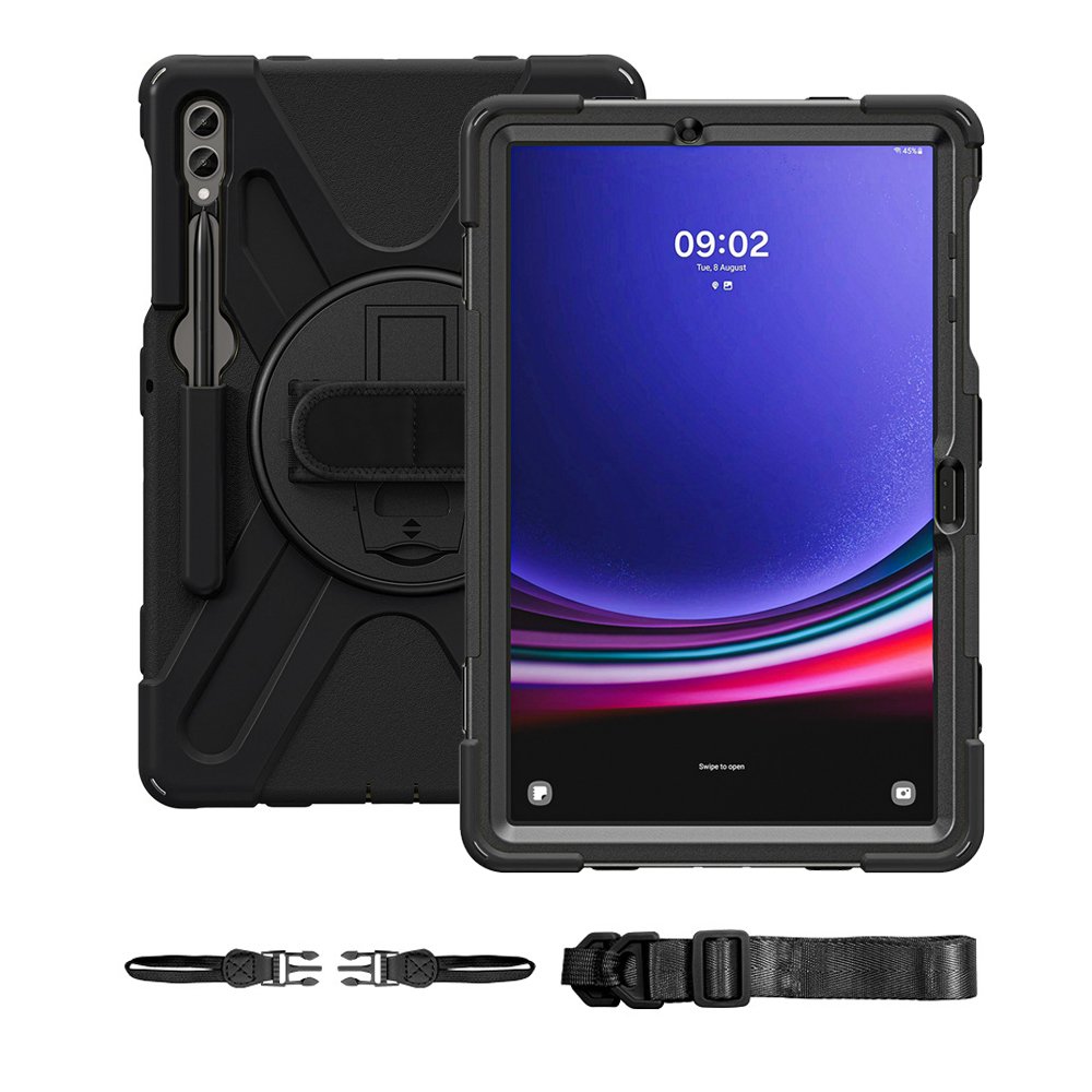 갤럭시탭 S9 FE 플러스 케이스 범퍼 핸드 스트랩 라운드 아머 블랙, 탭 S9 FE+/S9+ 상세 이미지 2