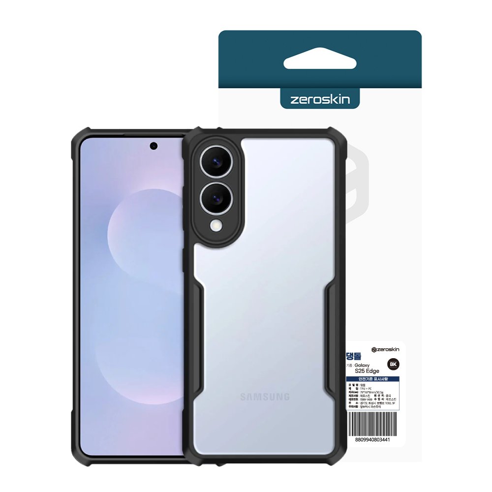 제로스킨 댕돌 충격보호 범퍼 케이스 블랙, 갤럭시S25 엣지 상세 이미지 2