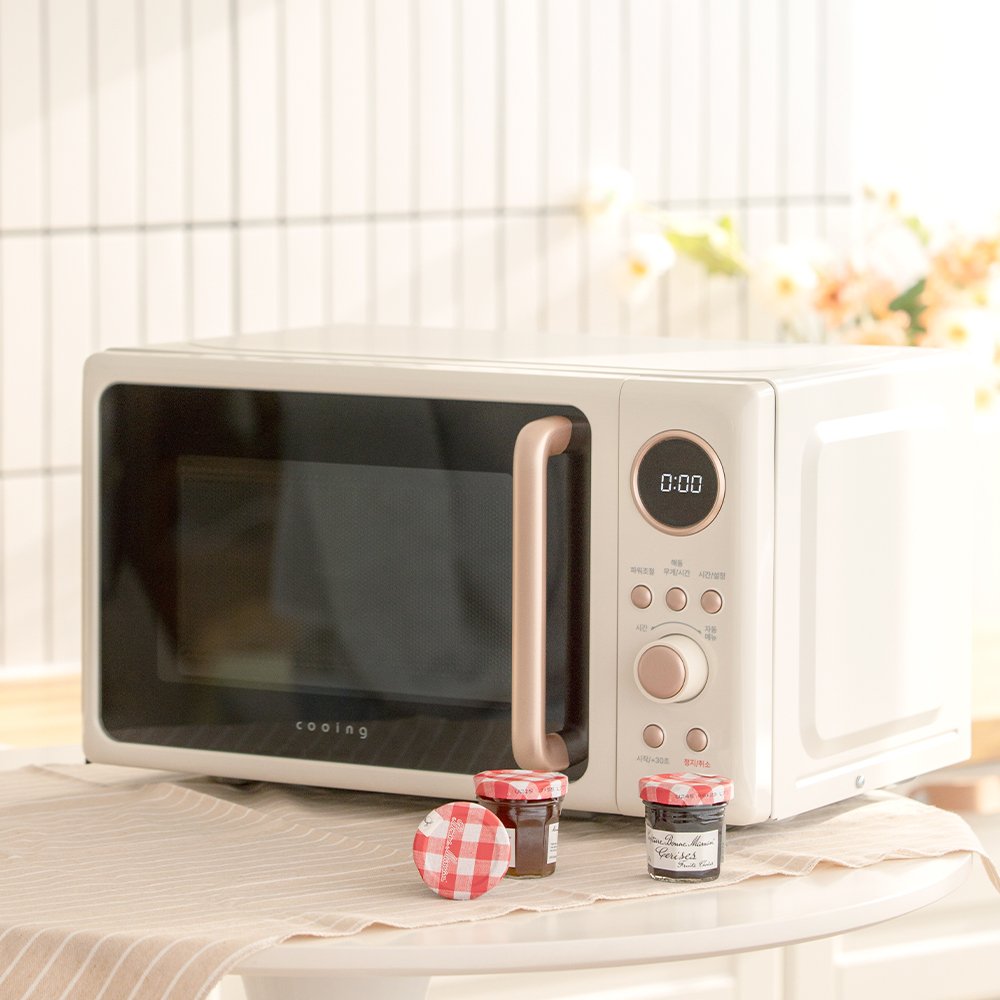 쿠잉 레트로 전자렌지 MM-ER20A 크림 전자랜지 미니 소형 원룸 가정용 상세 이미지 1
