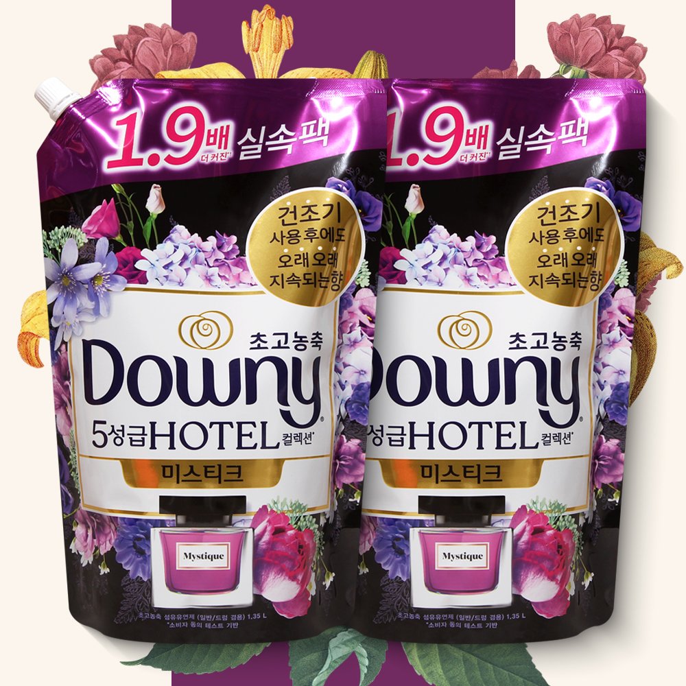 다우니 미스티크 리필 섬유유연제 향수 퍼퓸 초고농축 1.35L 2개 향좋은 향기좋은 상세 이미지 1