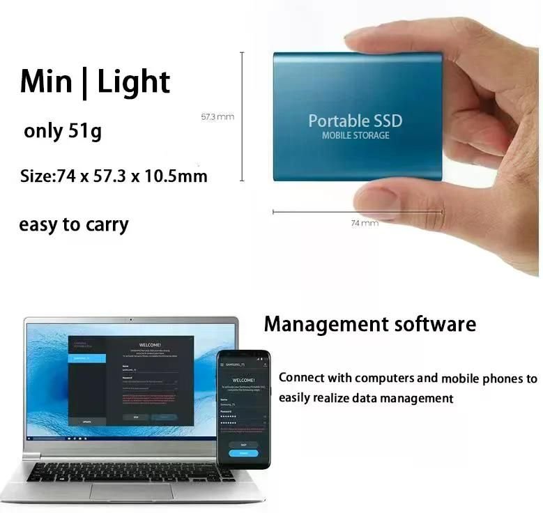 외장 하드 1~8 TB 단위 초소형 USB 3.0 C타입 SSD 블랙 1TB 상세 이미지 1