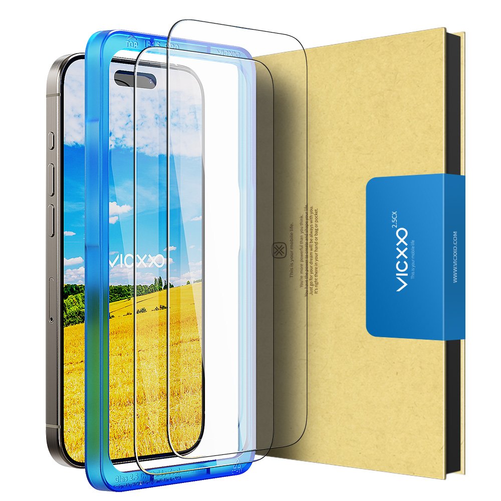 빅쏘 2.5CX 지문인식 강화유리 액정보호필름 아이폰15 프로 맥스, 2매입 상세 이미지 1