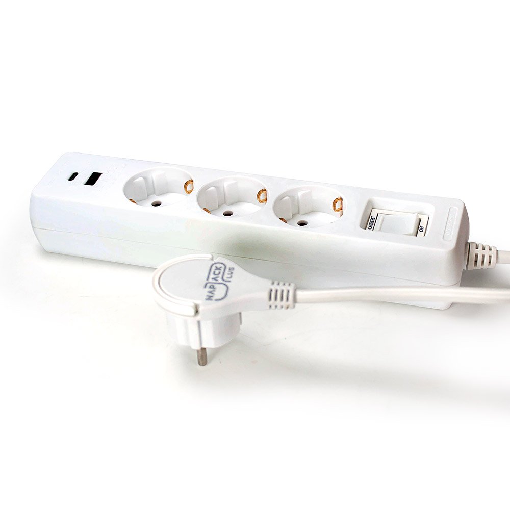 러그박스 3구 멀티탭 USB-C 타입 납작 플러그 안전커버 포함 3m, 화이트, 1개 상세 이미지 2