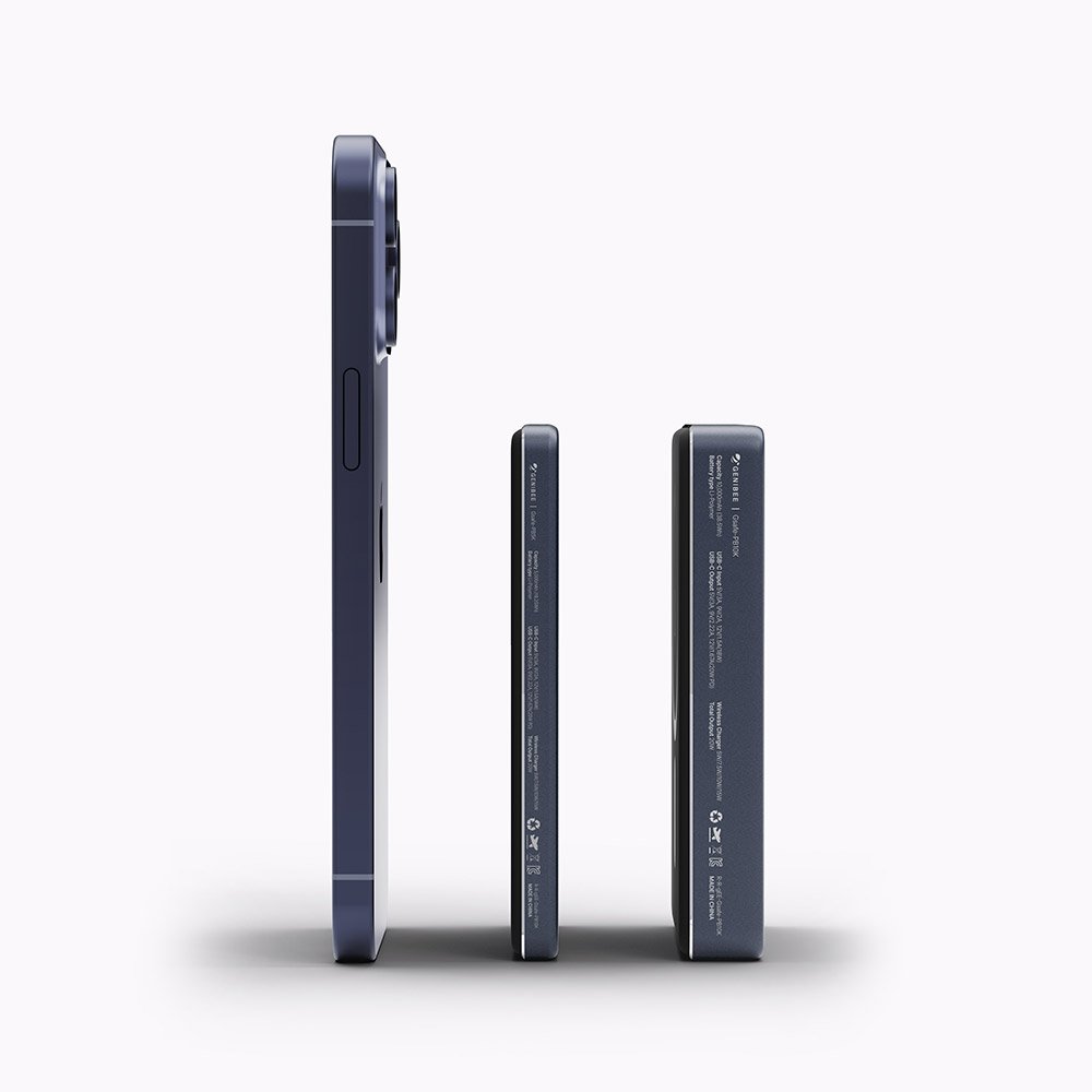 지니비 포켓비 초슬림 맥세이프 보조배터리, 고속 무선충전 휴대용 5000mAh, 실버 상세 이미지 1