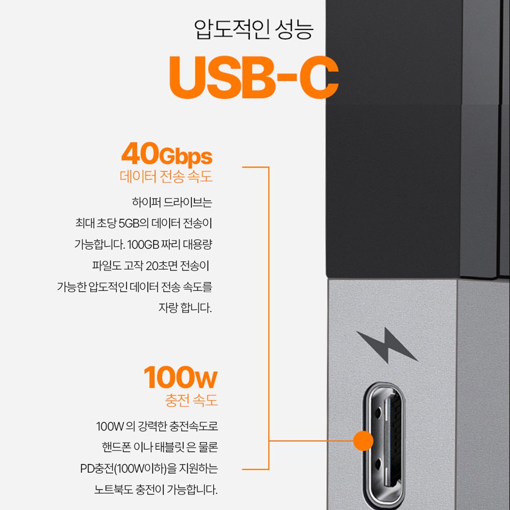 하이퍼드라이브 GN28N 6in2 맥북에어 맥북프로 100W멀티 썬더볼트 USB 맥북허브 상세 이미지 1