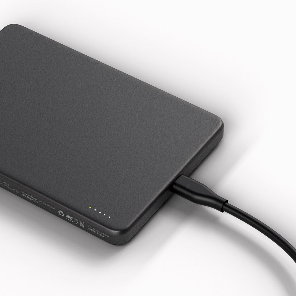 지니비 포켓비 초슬림 맥세이프 보조배터리, 고속 무선충전 휴대용 5000mAh, 실버 상세 이미지 2